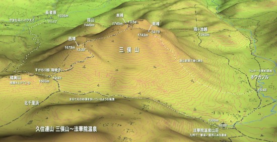 三俣山縦走地図