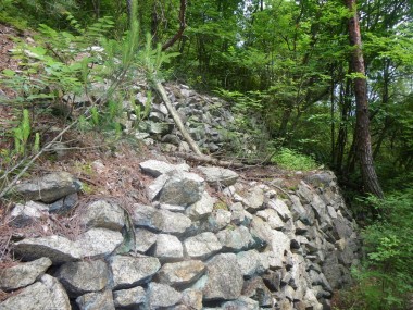 登り坂には石が積んであります
