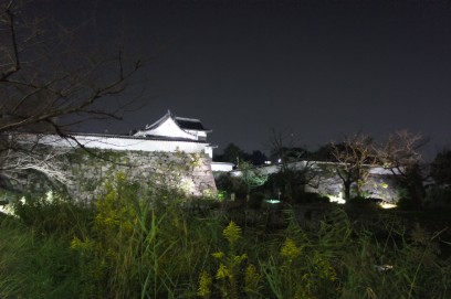 福岡城の横を歩く