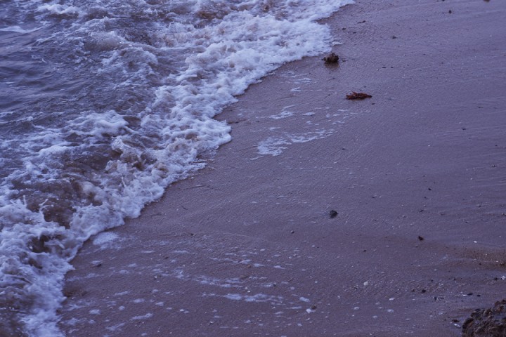 宇品の砂浜は満ち潮