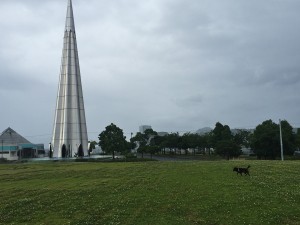 台風が接近している宇品波止場公園