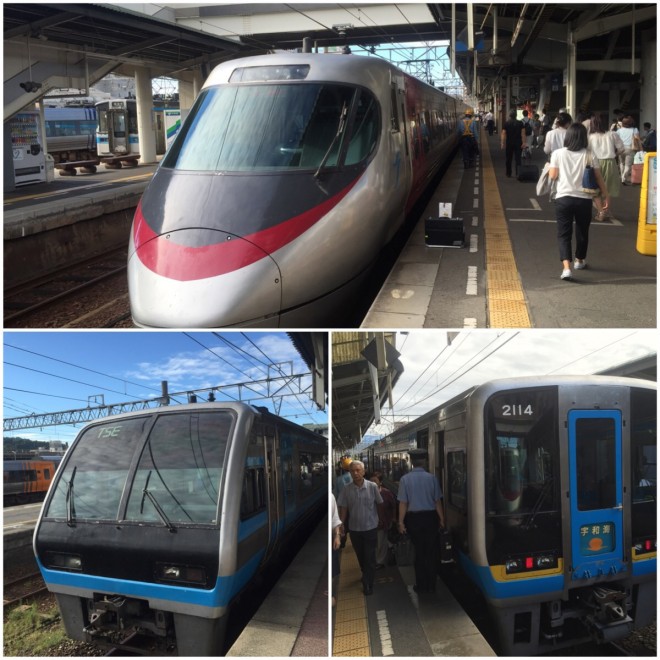 松山でしおかぜ(電車)から宇和海(ジーゼル)に乗り換える