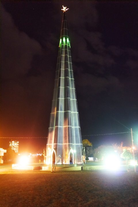宇品波止場公園までを往復　パラダイスの塔は21:30で消灯